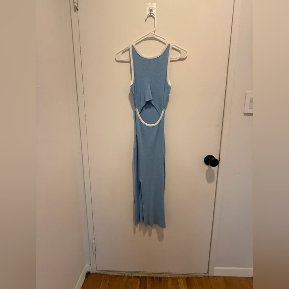Sleeveless Cutout Midi Dress in Light Blue